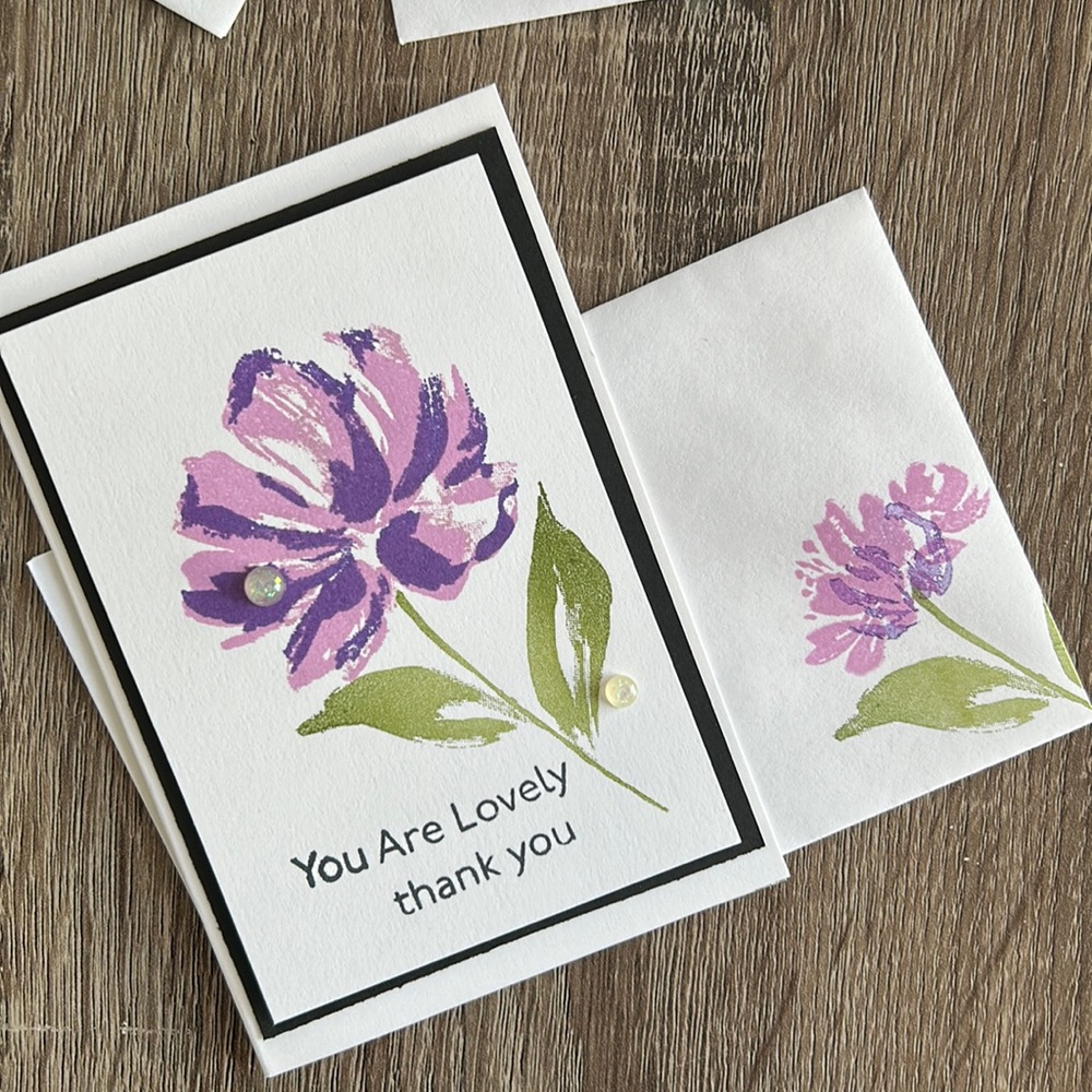 Hand Crafted 5 Pack Thank you detailed Rose Card Set Blank Inside 3.5”x5”